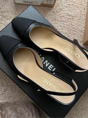 Chanel Black Slingback Heals